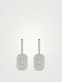 18K Rose Gold Pavé Baguette Diamond Drop Earrings
