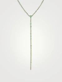 18K Gold Infinity Station Lariat Necklace With Emeralds
