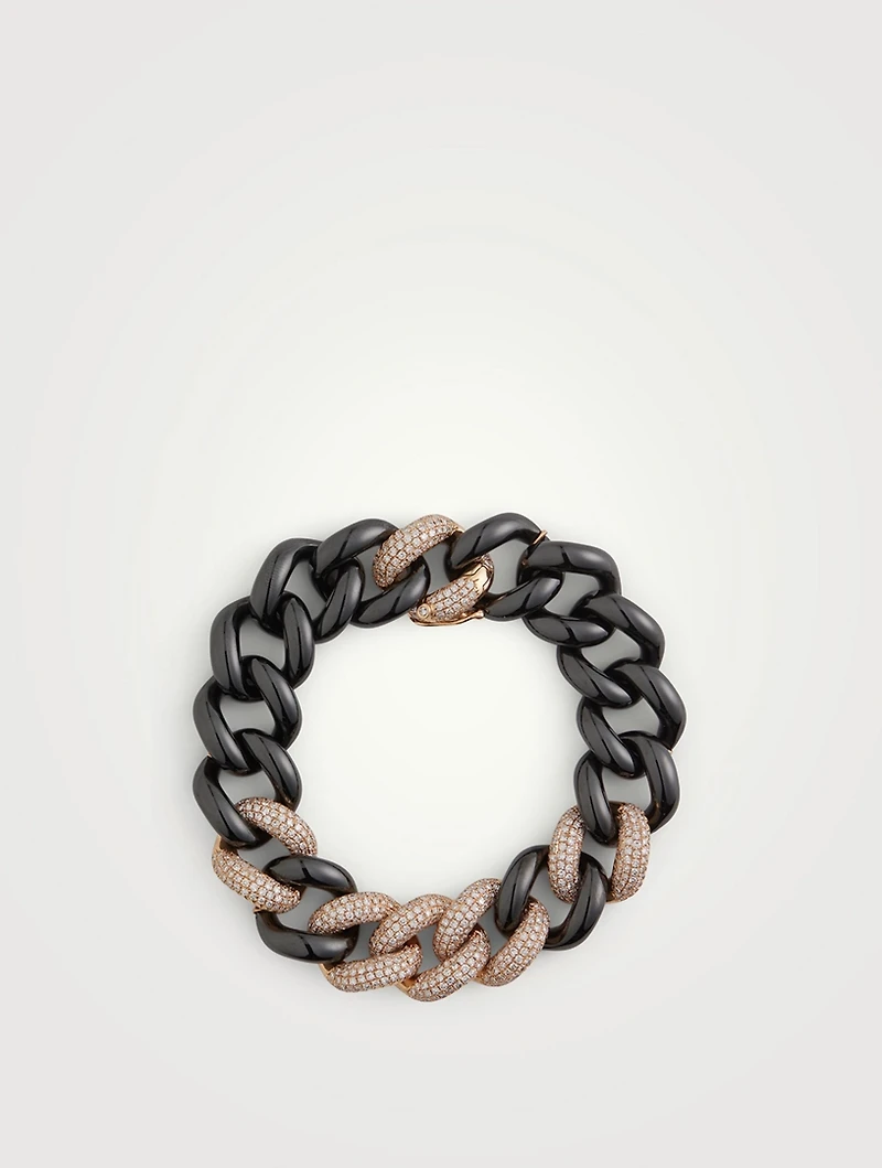 Jumbo 18K Black And Rose Gold Pavé Bracelet