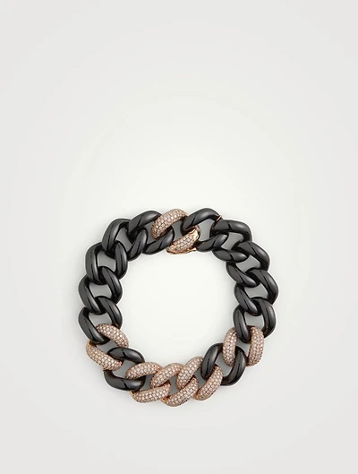 Jumbo 18K Black And Rose Gold Pavé Bracelet