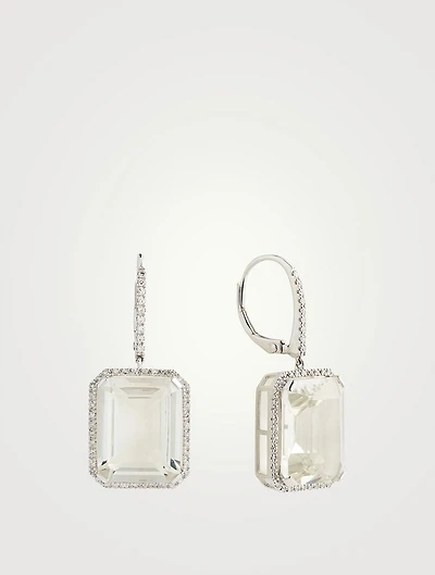 18K White Gold Portrait Gemstone Earrings