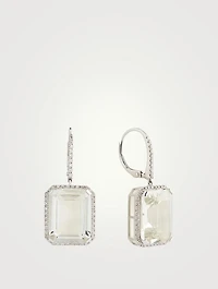 18K White Gold Portrait Gemstone Earrings