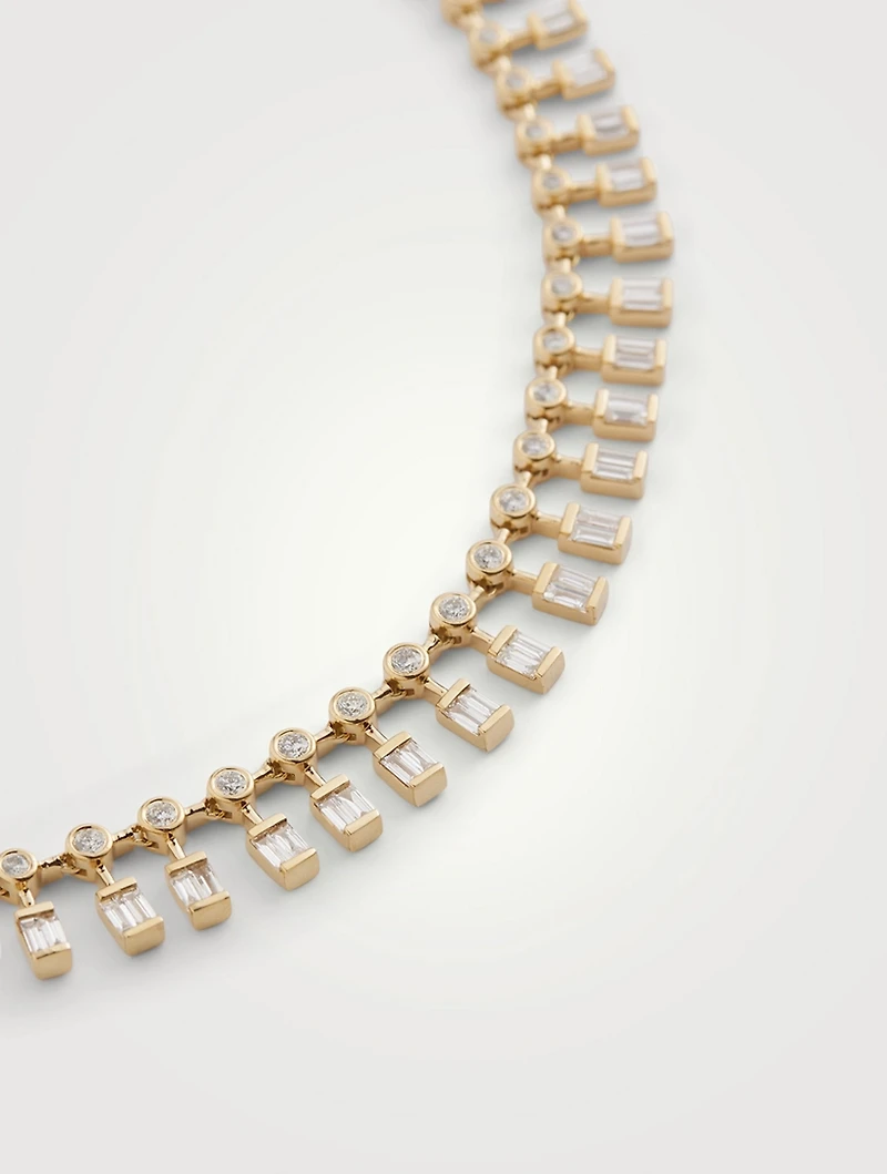 18K Gold Dot Dash Diamond Choker Necklace