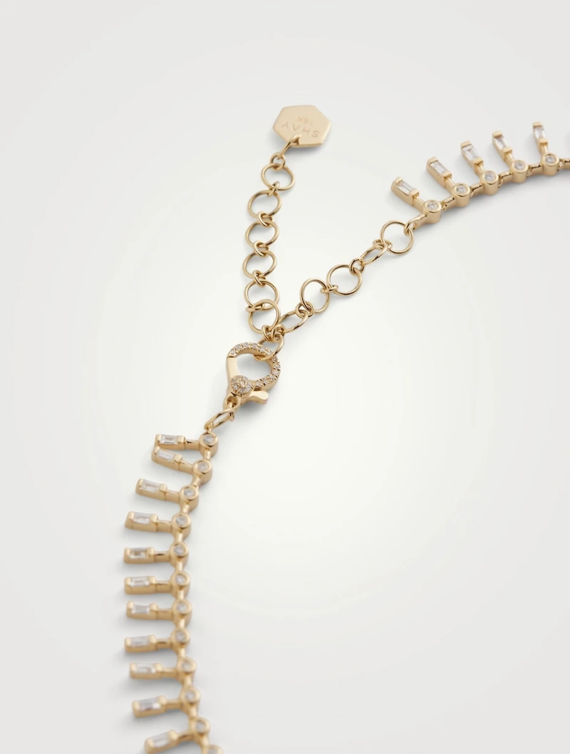 18K Gold Dot Dash Diamond Choker Necklace
