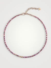 18K Rose Gold Pink Sapphire And Diamond Tennis Necklace
