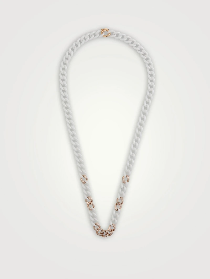 Medium 18K Rose Gold Pavé Link Necklace