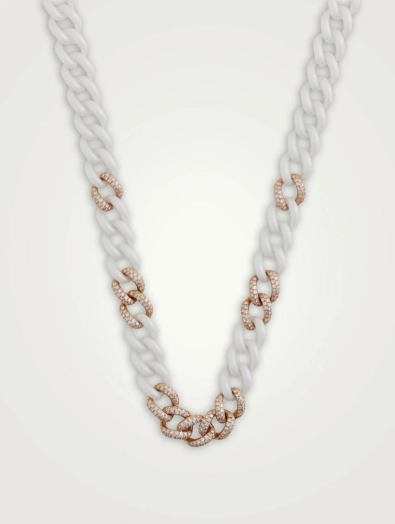 Medium 18K Rose Gold Pavé Link Necklace