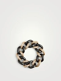 18K White Gold Ceramic Pavé Link Ring