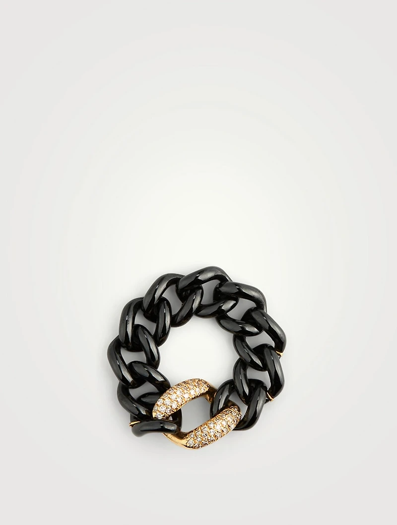 Medium 18K Rose Gold Ceramic Link Ring
