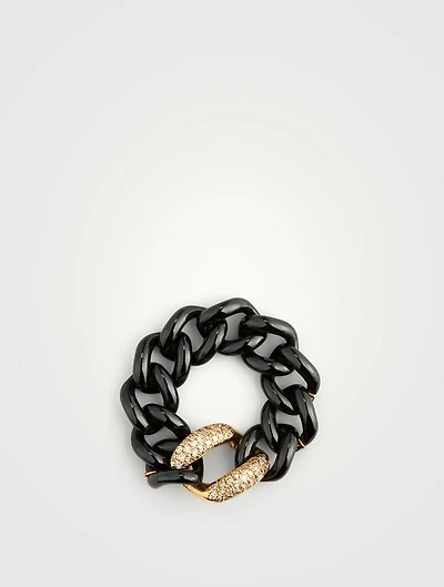 Medium 18K Rose Gold Ceramic Link Ring