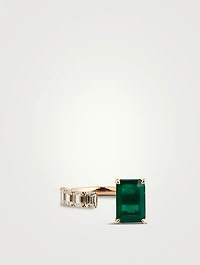 18K Rose Gold Floating Emerald And Diamond Ring