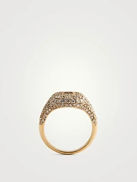 18K Rose Gold Pavé Diamond Baguette Pinky Ring