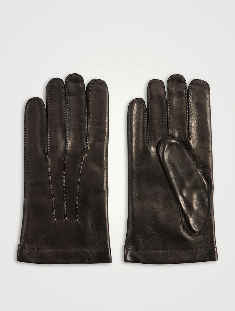 Leather Cashmere-Lined Gloves