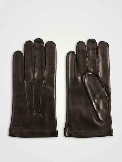 Leather Cashmere-Lined Gloves