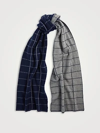 Windowpane Intarsia Knit Cashmere Scarf