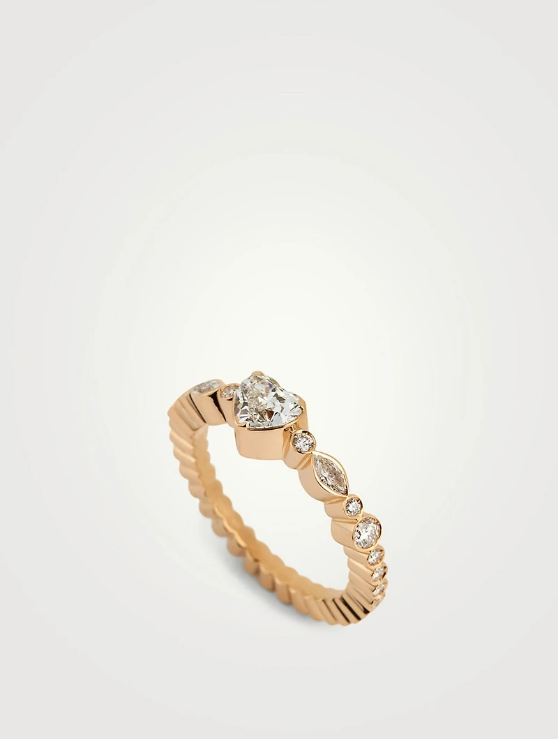 Coeur Ensemble 18K Gold Ring With Diamonds