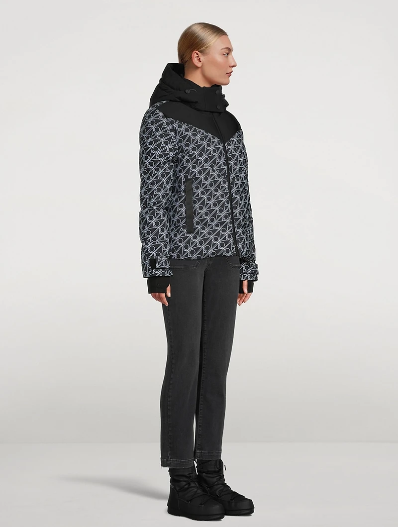 Green Point Down Puffer Jacket Monogram Print