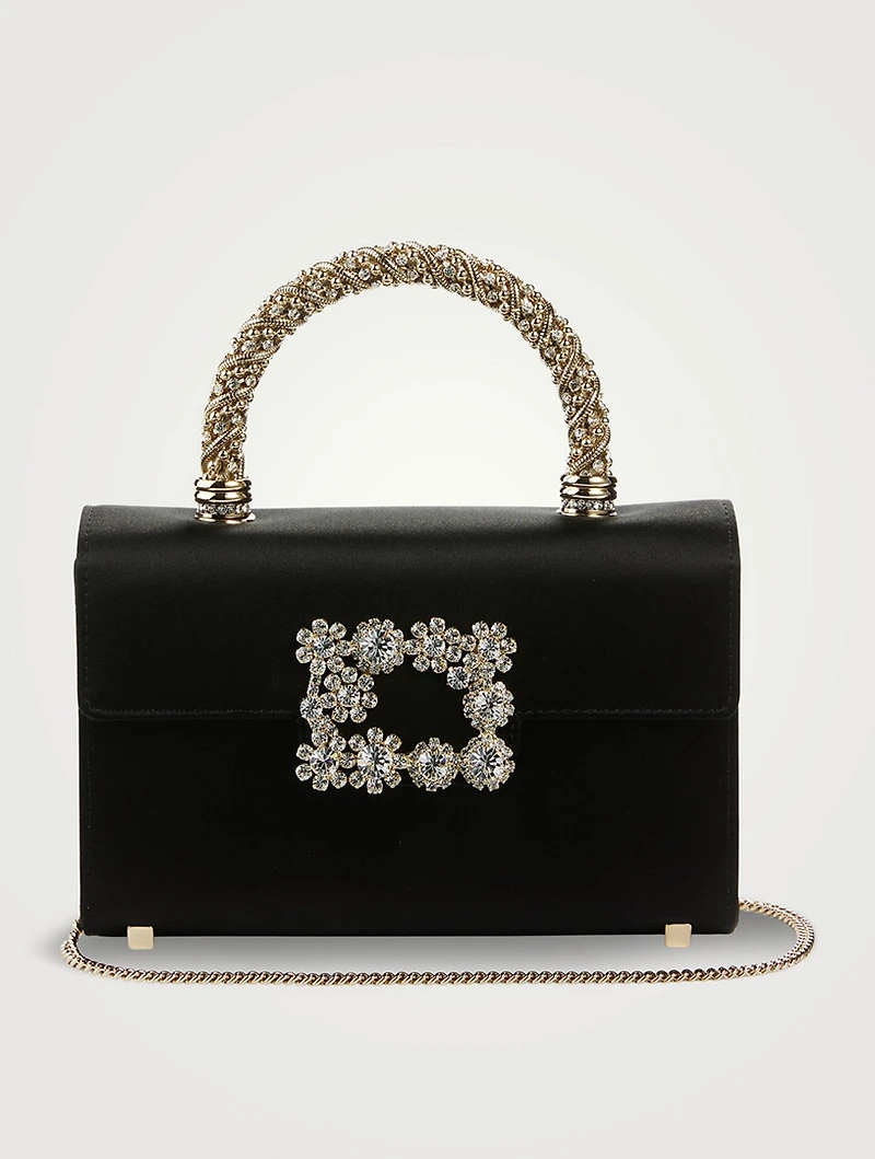 Mini Flower Strass Satin Clutch