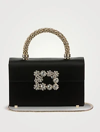 Mini Flower Strass Satin Clutch