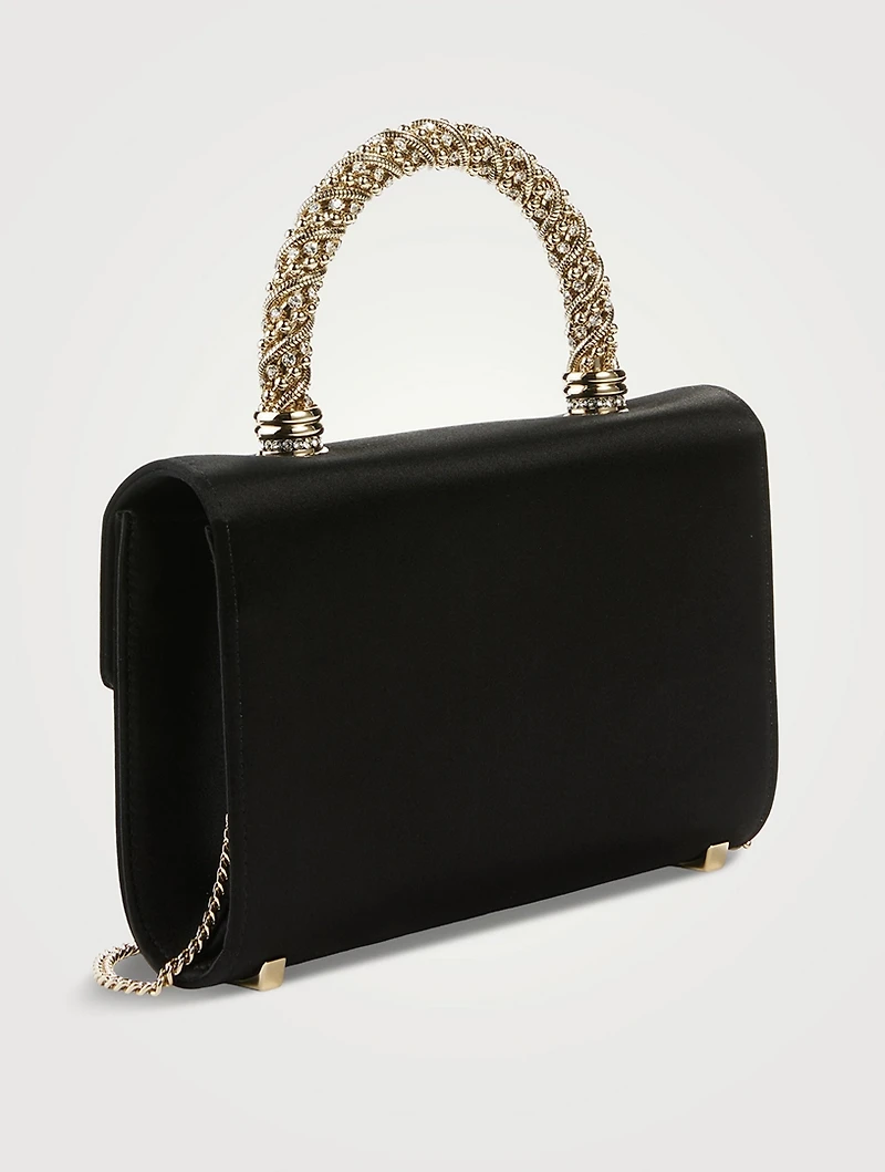 Mini Flower Strass Satin Clutch