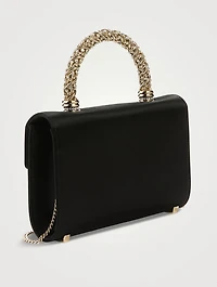 Mini Flower Strass Satin Clutch