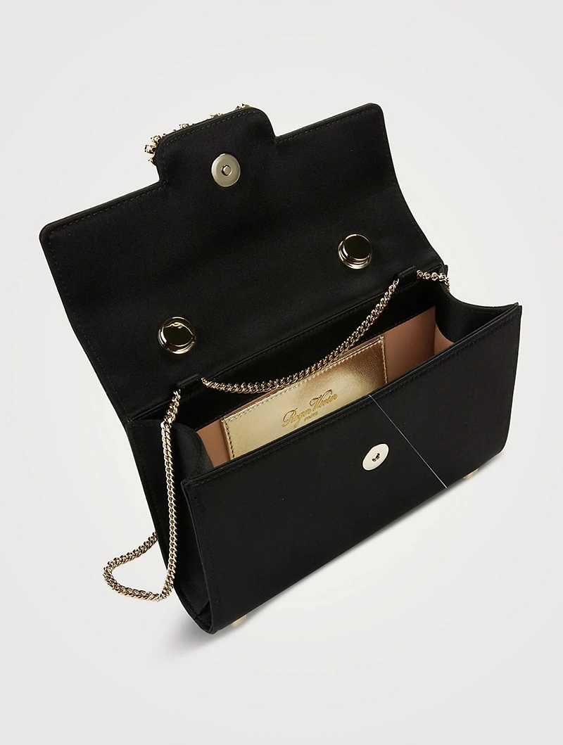 Mini Flower Strass Satin Clutch