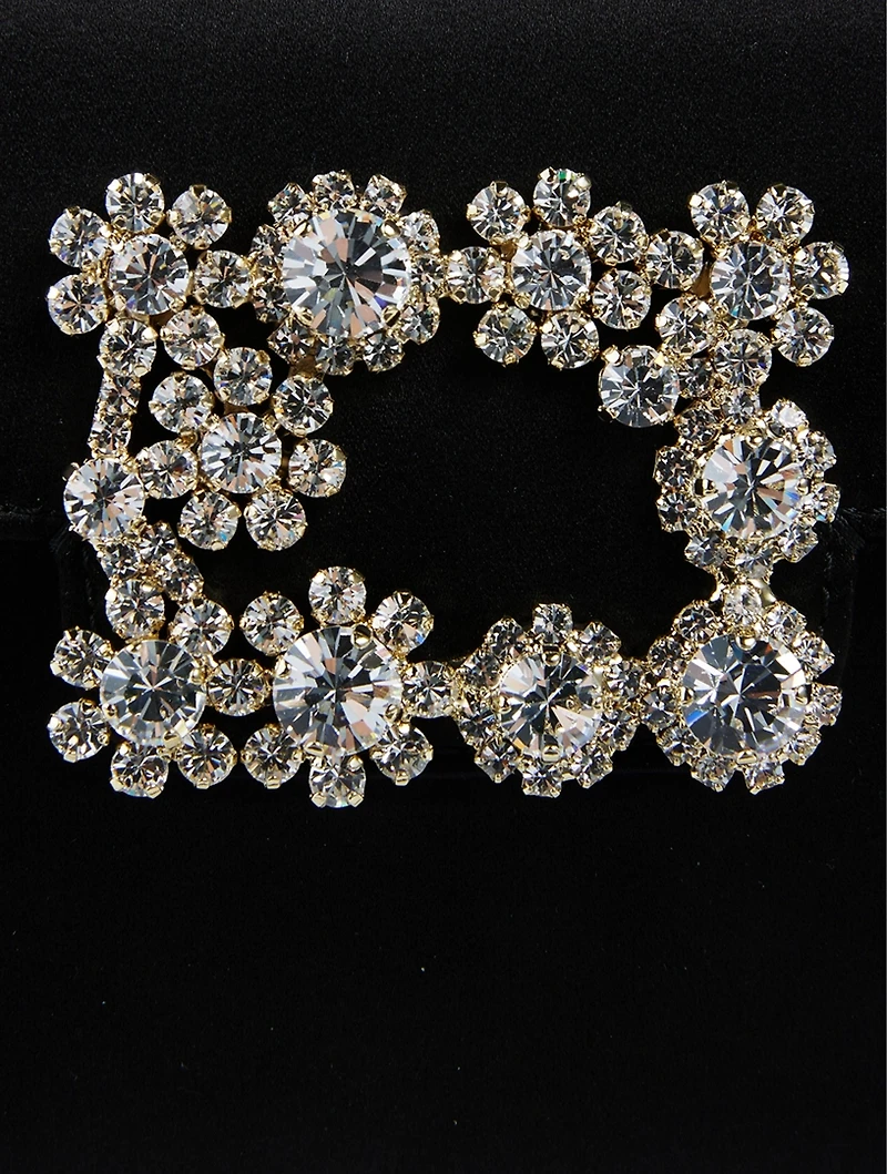 Mini Flower Strass Satin Clutch