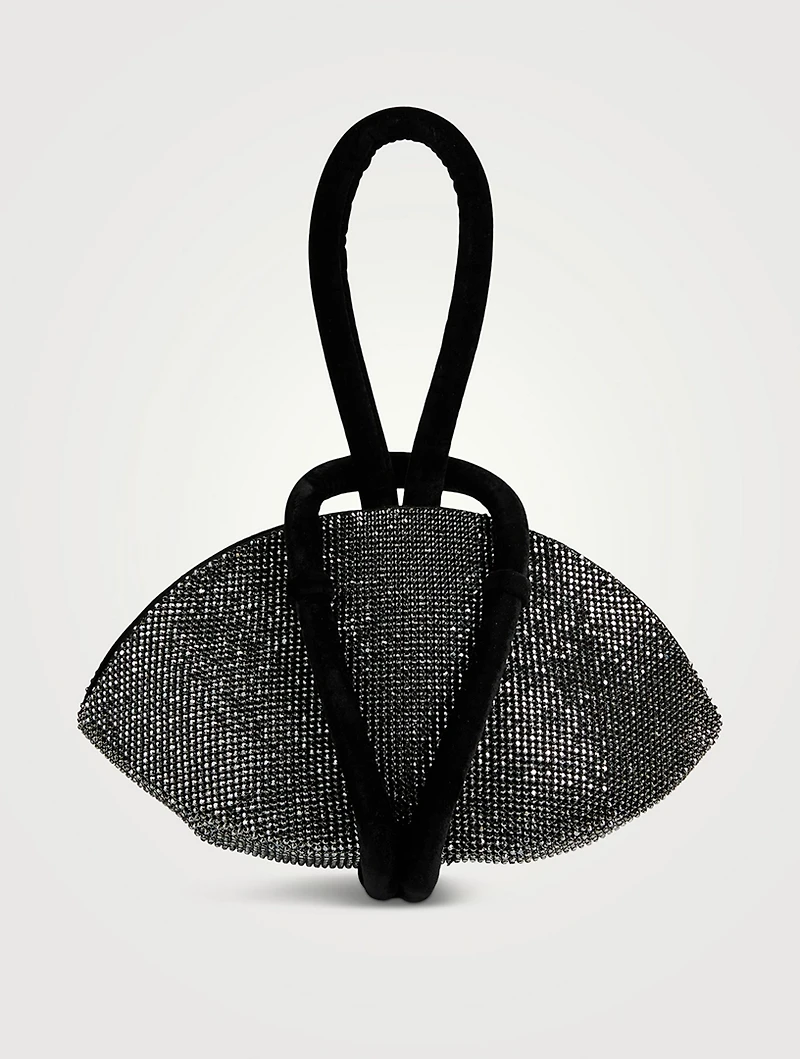 Knot Crystal Mesh Velvet Clutch