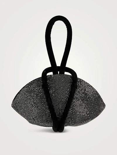 Knot Crystal Mesh Velvet Clutch