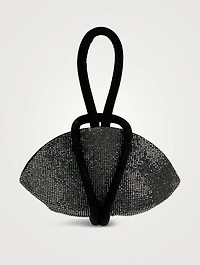 Knot Crystal Mesh Velvet Clutch