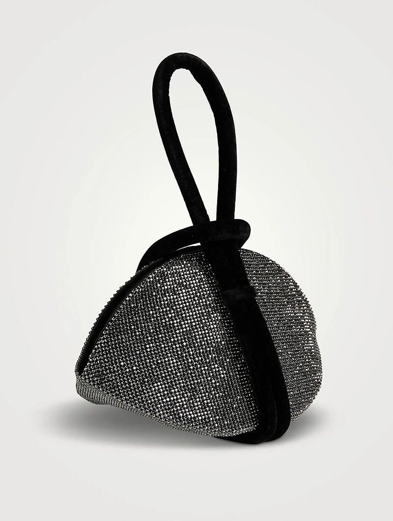 Knot Crystal Mesh Velvet Clutch