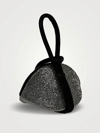 Knot Crystal Mesh Velvet Clutch