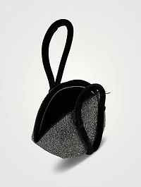 Knot Crystal Mesh Velvet Clutch