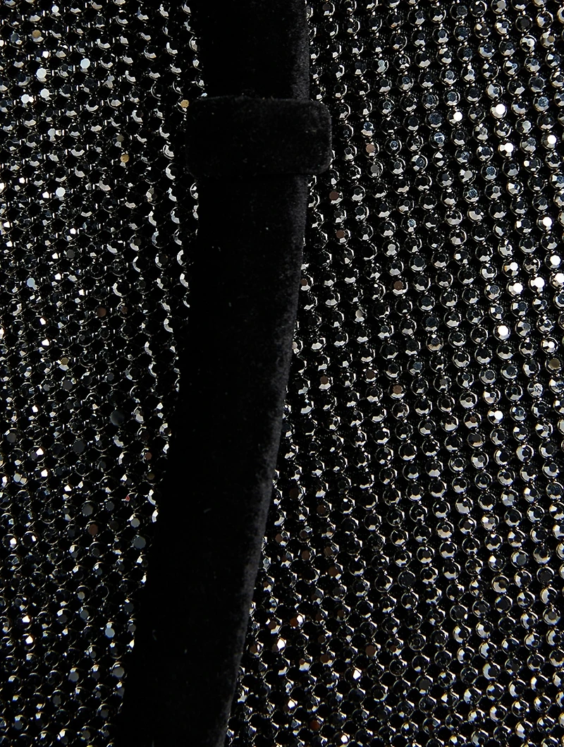 Knot Crystal Mesh Velvet Clutch
