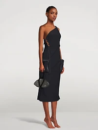 Knot Crystal Mesh Velvet Clutch