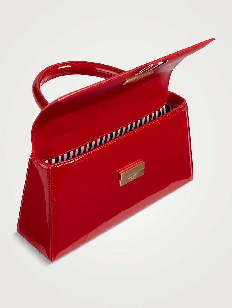 Trapeze Patent Leather Top Handle Bag