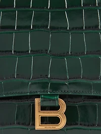 Hourglass Croc-Embossed Leather Clutch