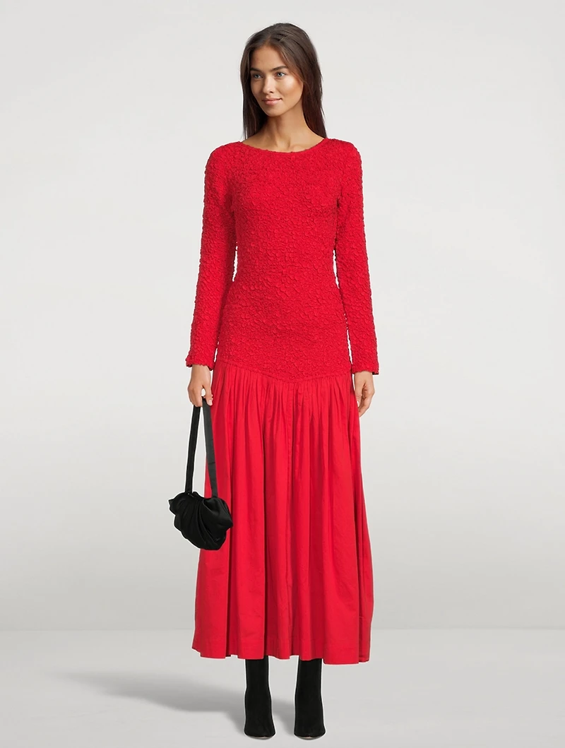 Mereba Drop-Waist Long-Sleeve Maxi Dress
