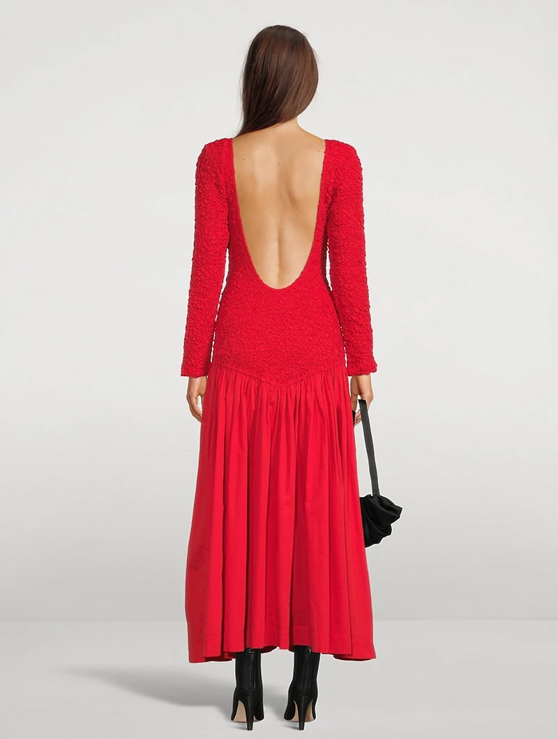 Mereba Drop-Waist Long-Sleeve Maxi Dress