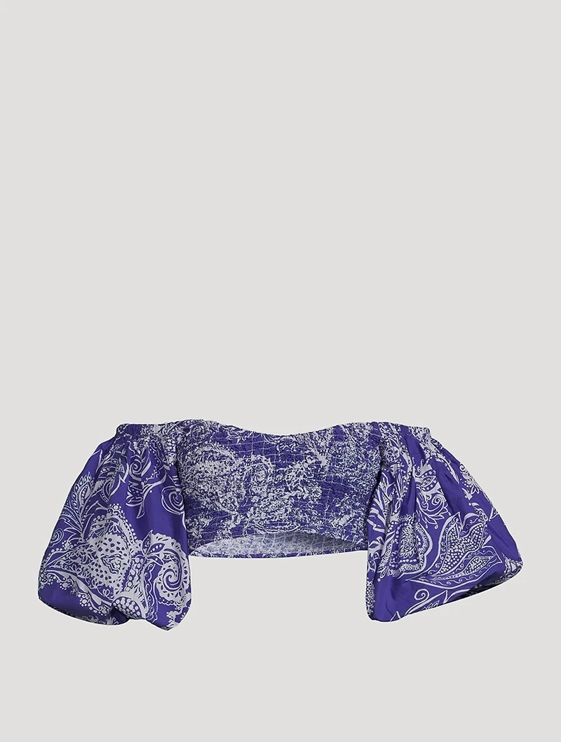 Pier Cropped Bandeau Top Emonia Print
