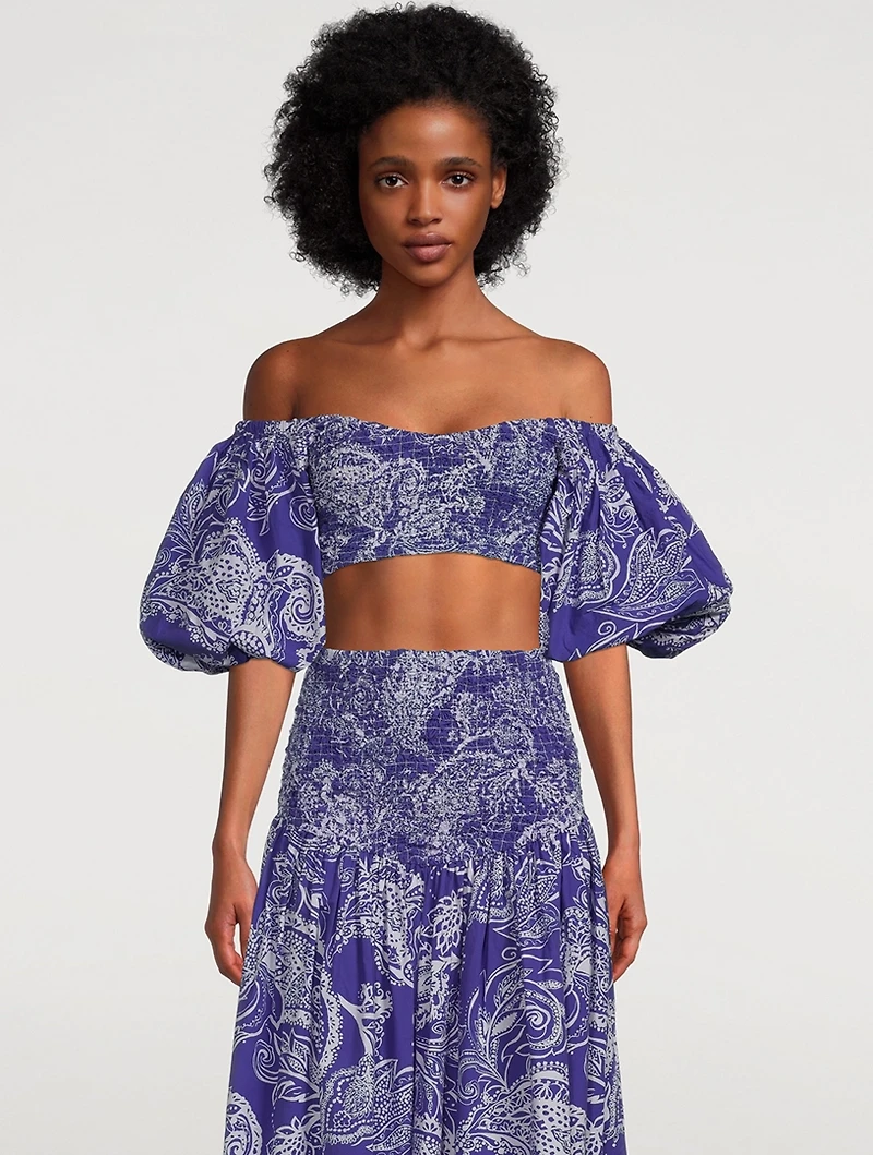 Pier Cropped Bandeau Top Emonia Print