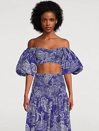 Pier Cropped Bandeau Top Emonia Print