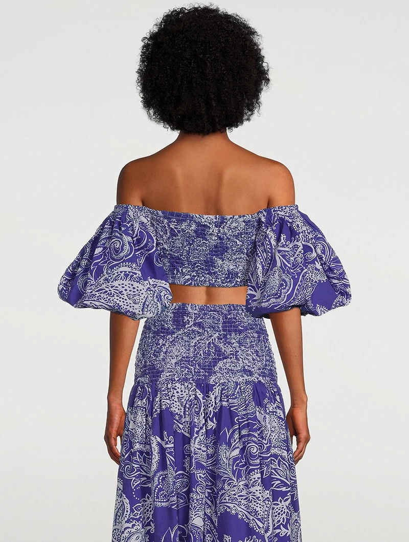 Pier Cropped Bandeau Top Emonia Print