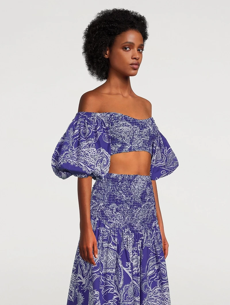 Pier Cropped Bandeau Top Emonia Print