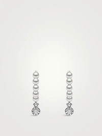 Eclipse 18K White Gold Pearl Hoop Earrings With Diamonds