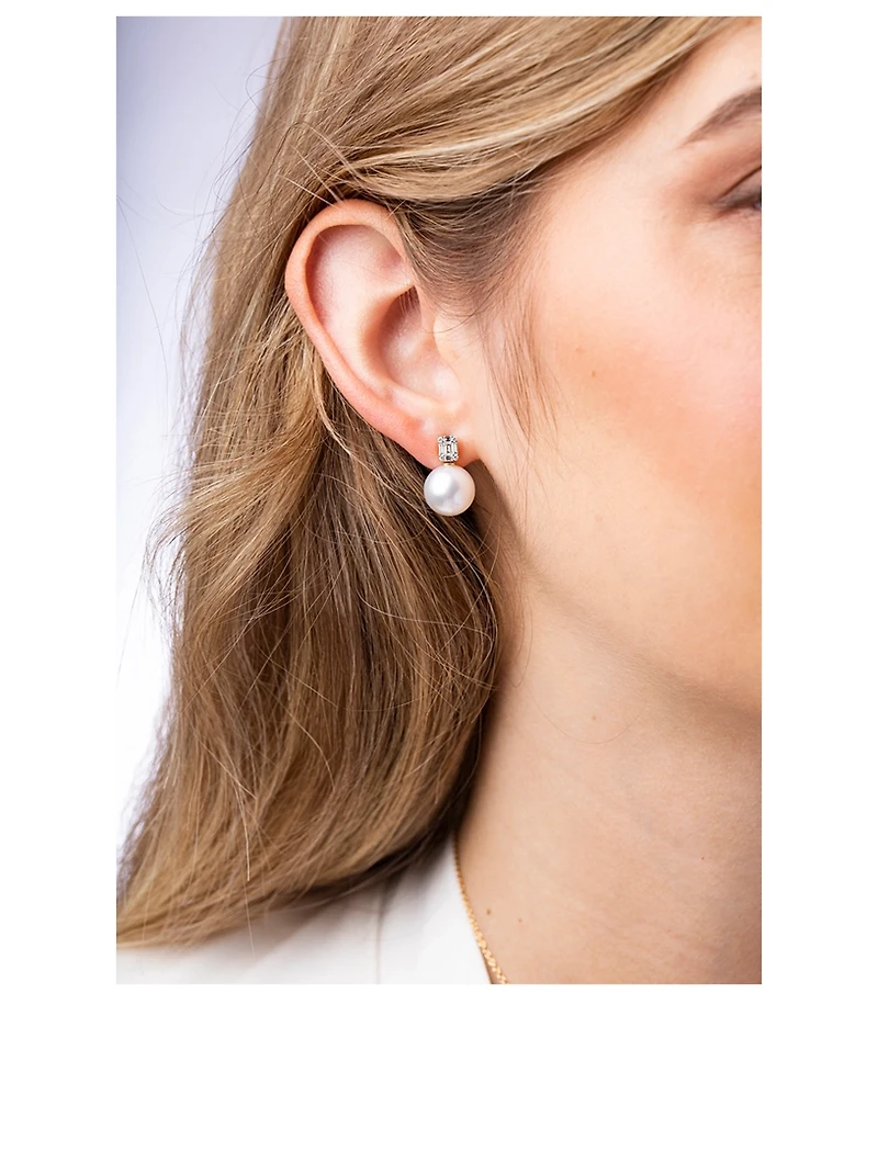 Starlight 18K Gold South Sea Pearl Earrings With Diamonds
