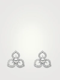 Petal 18K Gold Akoya Pearl Earrings With Diamonds