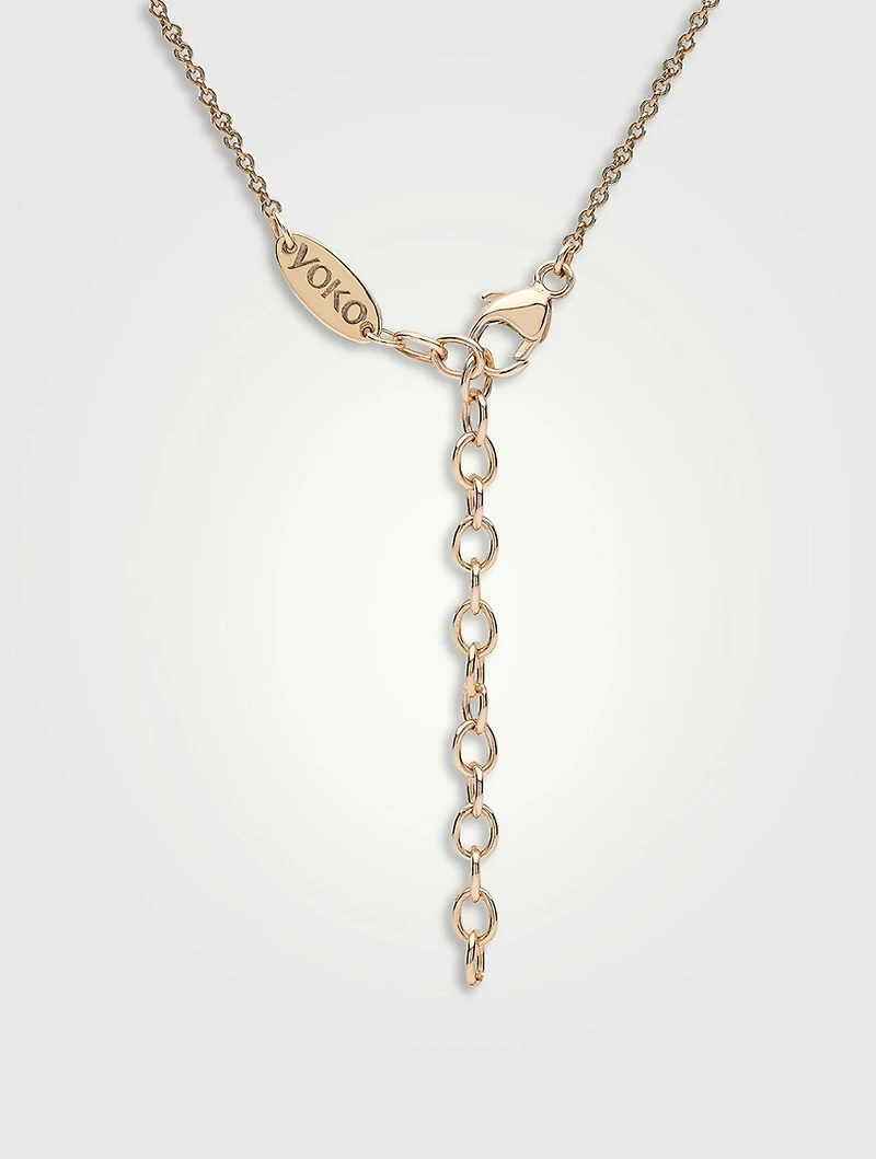 Sleek 18K Gold Akoya Pearl Necklace With Diamonds