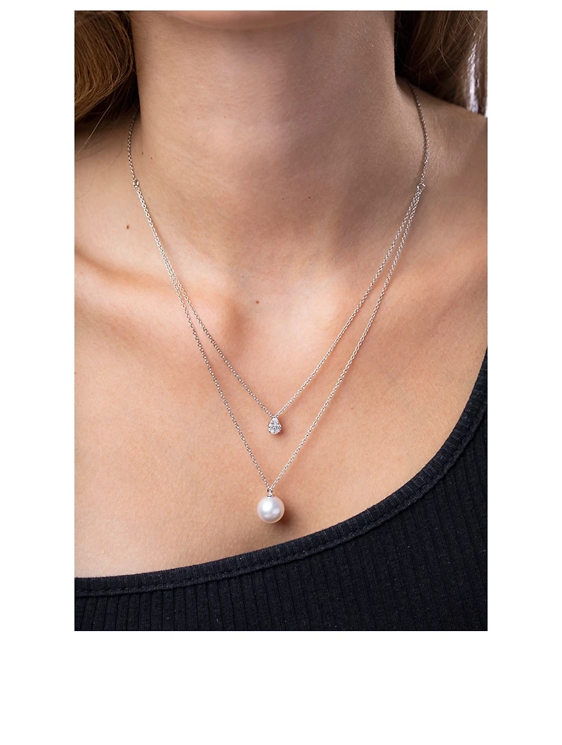 Starlight 18K Gold South Sea Pearl Layered Necklace With Diamonds