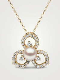 Petal 18K Gold Akoya Pearl Necklace With Diamonds